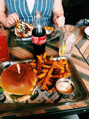Halloumi burger at Hubbox in Plymouth