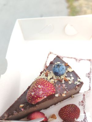 Chocolate gluten free and sugar free vegan dessert at VegB12 in Tallinn