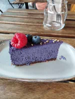 Blueberry cake at VegB12 in Tallinn