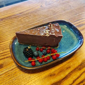 Chocolate cheesecake (sugar-free) at VegB12 in Tallinn