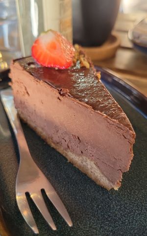 Chocolate cake at VegB12 in Tallinn