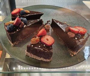 Chocolate cake (4.9€ per piece) at VegB12 in Tallinn