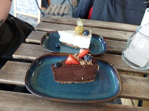 Chocolate and coffee cake & lemon cake at VegB12 in Tallinn