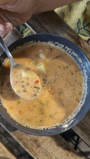 Lentil soup at VegB12 in Tallinn