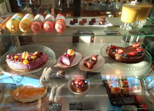 Cake selection and vegan sausages #cakes #rawcakes #raw #smoothie  at VegB12 in Tallinn