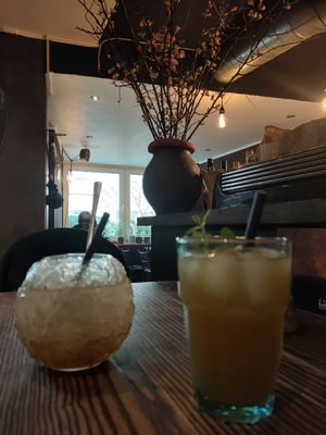 Salted calamansi lime drink (left), iced tea (both home-made) at 1980 - Cafe and Banh Mi in Cologne