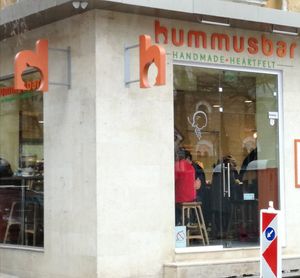 from the street at Hummusbar in Sofia