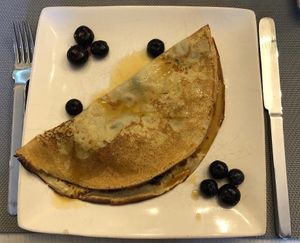Buckwheat pancake with blueberries  at Lut's B&B in South Hykeham