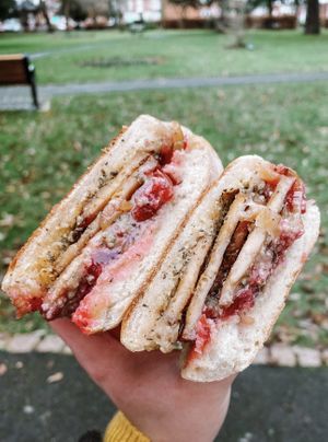 Marinated tofu, cranberry sauce & caramelised onions - delicious at Plantarium Cafe in Stratford-upon-avon