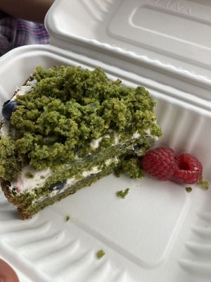 Green cake at Plantarium Cafe in Stratford-upon-avon