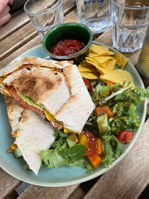 ‘A trip to Mexico’ crunch wrap. Amazing and very flavoursome!   at Plantarium Cafe in Stratford-upon-avon