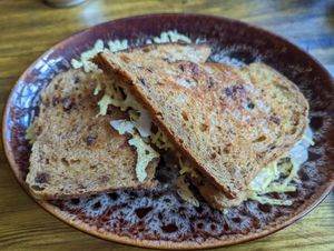 I had the cheese and sauerkraut toastie on sourdough bread. It was sooo tasty! #Veganuary at Plantarium Cafe in Stratford-upon-avon