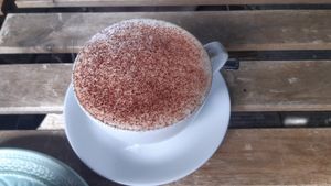 Oat cappuccino at Plantarium Cafe in Stratford-upon-avon