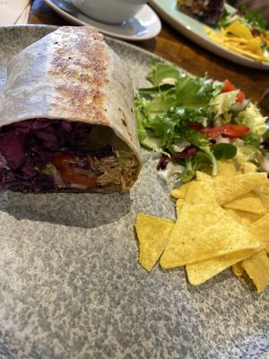 BBQ tofu burrito   at Plantarium Cafe in Stratford-upon-avon