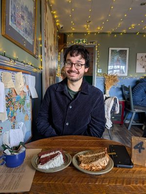 Again these are HALF slices, we couldn't choose between two options at Plantarium Cafe in Stratford-upon-avon