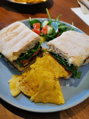 Vegan Steak Ciabatta  at Plantarium Cafe in Stratford-upon-avon