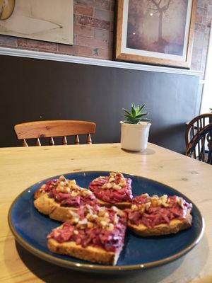 Beetroot sandwich at Plantarium Cafe in Stratford-upon-avon