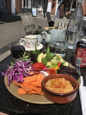 Rainbow salad with added tofu steak  at Plantarium Cafe in Stratford-upon-avon