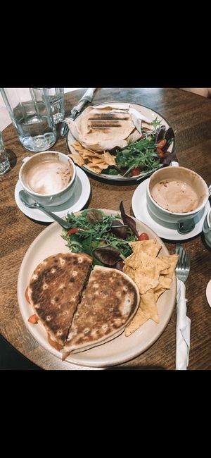 Mexican crunch wrap & focaccia  at Plantarium Cafe in Stratford-upon-avon