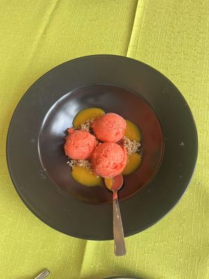 Strawberry sorbet with camomille  at Hotel Villa Magdalena in Krapinske Toplice