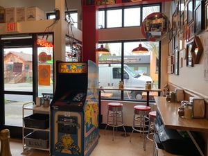 Seating area at Scottie's Pizza Parlor in Portland