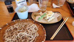 Tempura soba set i was told was vegan at Gonpachi - Asakusa Azumabashi in Tokyo