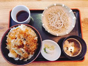vegan tendon and soba set meal at Gonpachi - Asakusa Azumabashi in Tokyo
