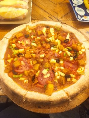 Vegan pizza at T-Pub in Ninh Binh