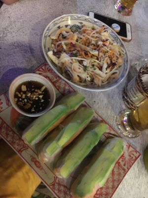Tofu salad and fresh spring rolls  at T-Pub in Ninh Binh