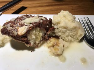 almost raw pie with vegan gelato at Lotus Cafe in Kailua Kona