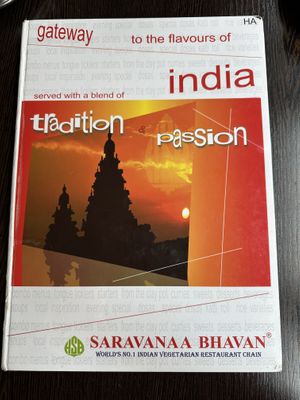 Speisekarte als Buch  at Saravana Bhavan in The Hague