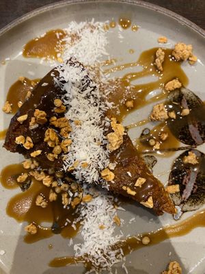 Fondant patate douce, noix de coco, caramel salé at Biogstore in Nice