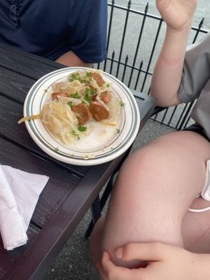 My sister got pierogis with vegan sausage, which was delicious .  at Polska Chata in Rochester