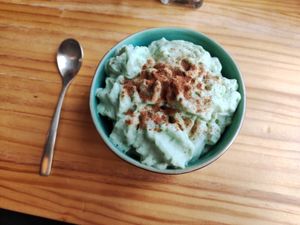 Apple crumble at Avocado Love in Madrid