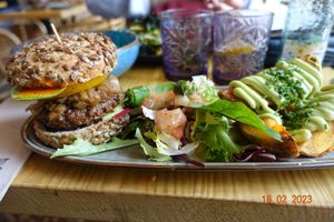 Beyond meat burger at Avocado Love in Madrid
