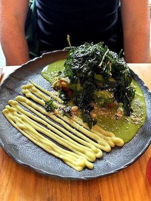 Lasagna (avocado, lentils and spinach) at Avocado Love in Madrid