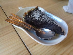 Raw chocolate + avocado cake at Avocado Love in Madrid