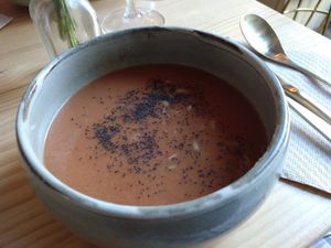 Daily menu / 1st course / Watermelon gazpacho at Avocado Love in Madrid