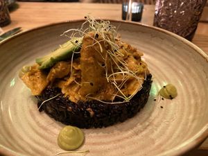 Black rice curry delicious! Very filling  at Avocado Love in Madrid