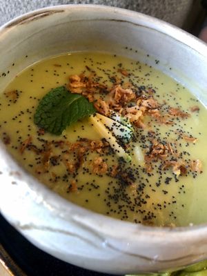 Courgette and avocado soup (starter) at Avocado Love in Madrid