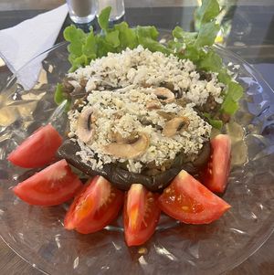 Stuffed aubergine   at Atavico Cafe in Quito