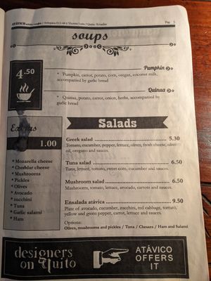 Soups and Salads at Atavico Cafe in Quito