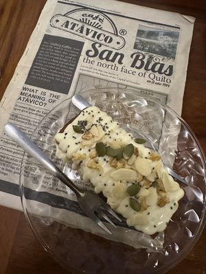 Carrot cake   at Atavico Cafe in Quito