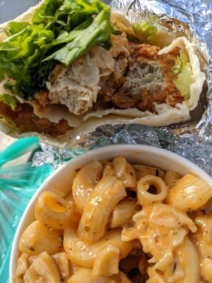 chicken wrap, small mac n cheese side at Refocused in Baltimore