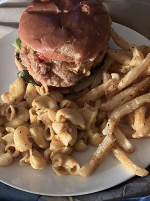 Vegan Chicken, Parmesan Fries, and Vegan Mac-N-cheese  at Refocused in Baltimore