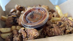 Cauliflower bites with fries.  Super filling    at Refocused in Baltimore