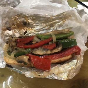Italian sausage with onions, peppers and mushrooms at Refocused in Baltimore