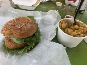 Chikn sandwich and Mac & cheeseeeee at Refocused in Baltimore
