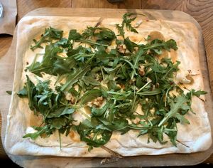 Flammkuchen with goat cheese  at Wilma Wunder in Dusseldorf