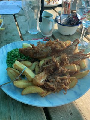 Vegan fish and chips  at Inn on the Pond in Redhill